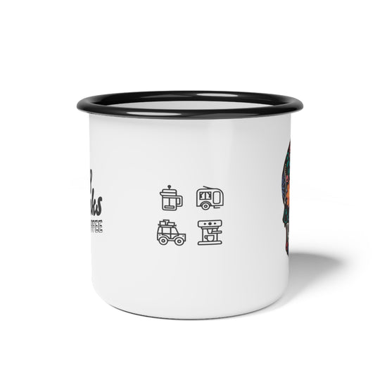 Forty Winks Coffee Enamel Camp Cup – Black Skull