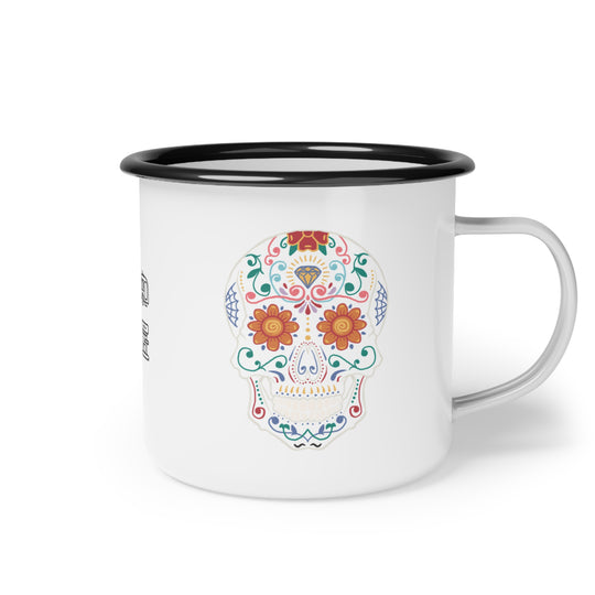 Forty Winks Coffee Enamel Camp Cup - White Skull