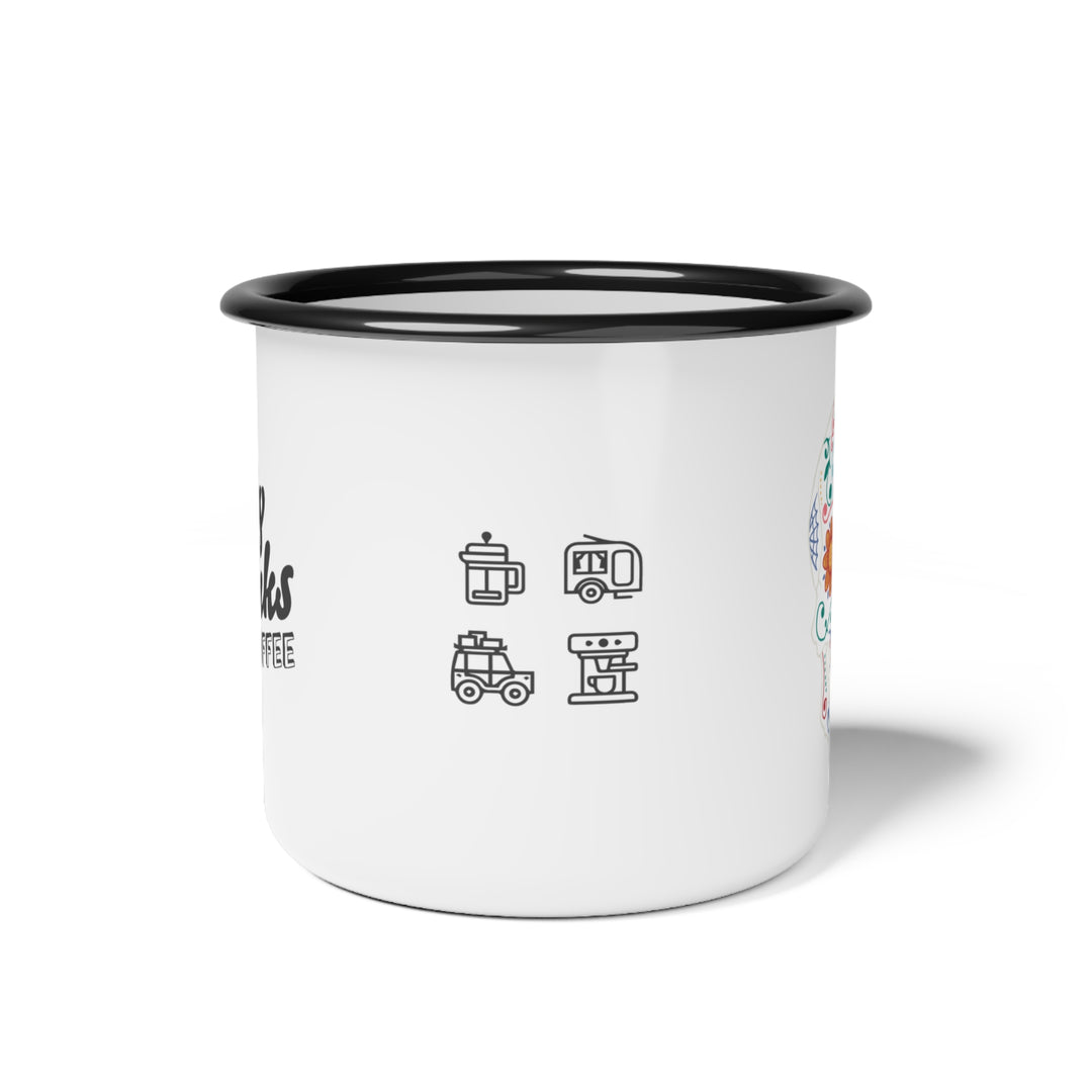 Forty Winks Coffee Enamel Camp Cup - White Skull