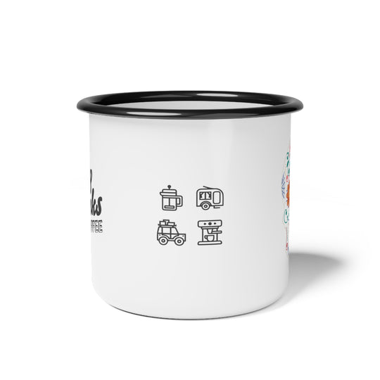 Forty Winks Coffee Enamel Camp Cup - White Skull