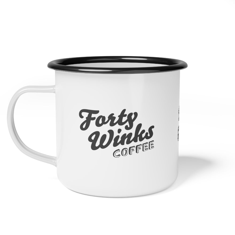 Forty Winks Coffee Enamel Camp Cup – Black Skull