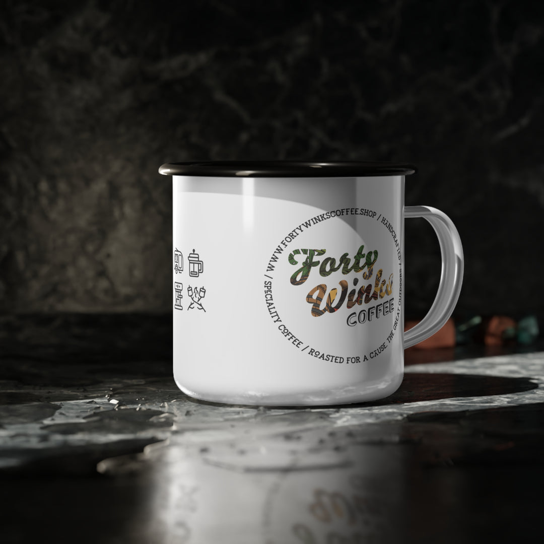 Forty Winks Coffee Enamel Camp Cup - Whiskey Barrel