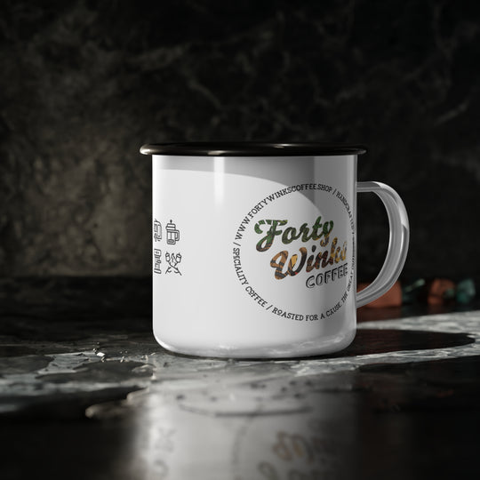 Forty Winks Coffee Enamel Camp Cup - Whiskey Barrel