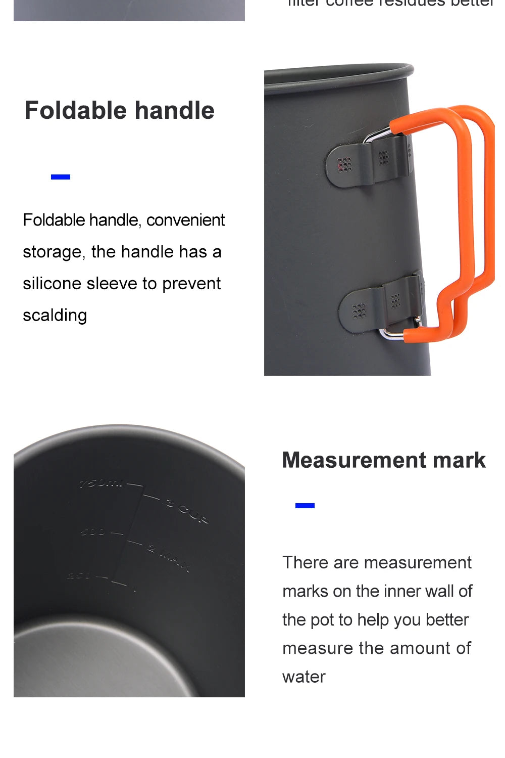 0.75L/33oz French Press Coffee Pot And Cup For Camping/Hiking