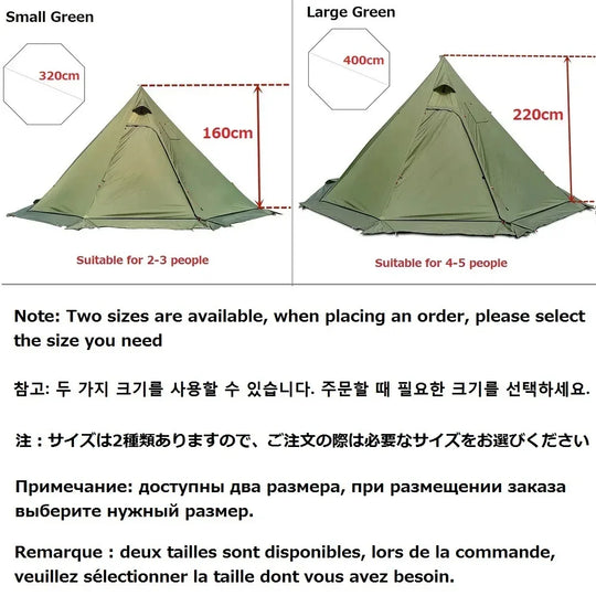 Teepee Tent With Snow Skirt Ultralight With Chimney Vent