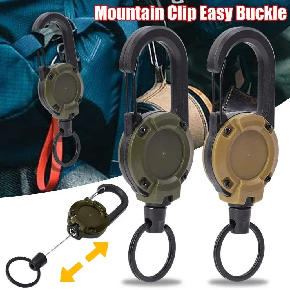 Retractable Heavy Duty Wire Rope Key Chain Pull Reel Carabiner