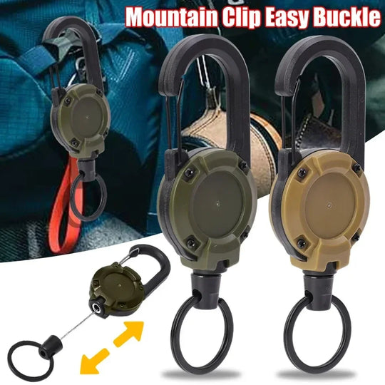Retractable Heavy Duty Wire Rope Key Chain Pull Reel Carabiner