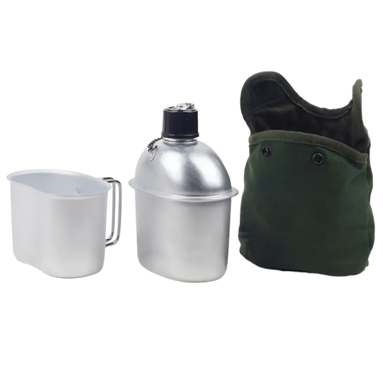 1L / 33oz Canteen Kit Portable Aluminum Cup with Nylon Cover Bag