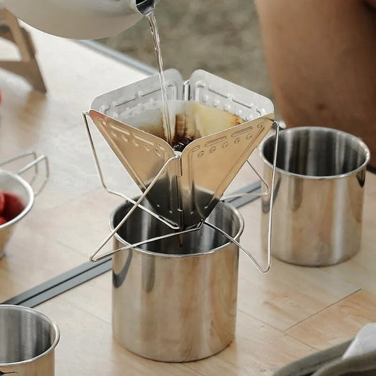 Outdoor Stainless Steel Drip Coffee Filter Holder, Reusable.