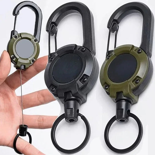 Retractable Heavy Duty Wire Rope Key Chain Pull Reel Carabiner