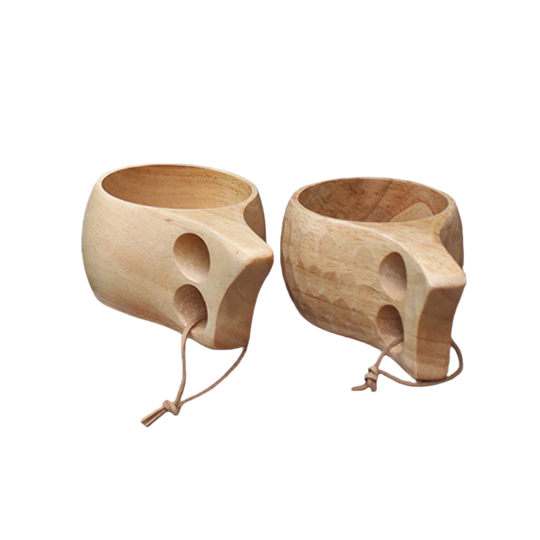 Handmade Wooden Cup And Carrying Rope