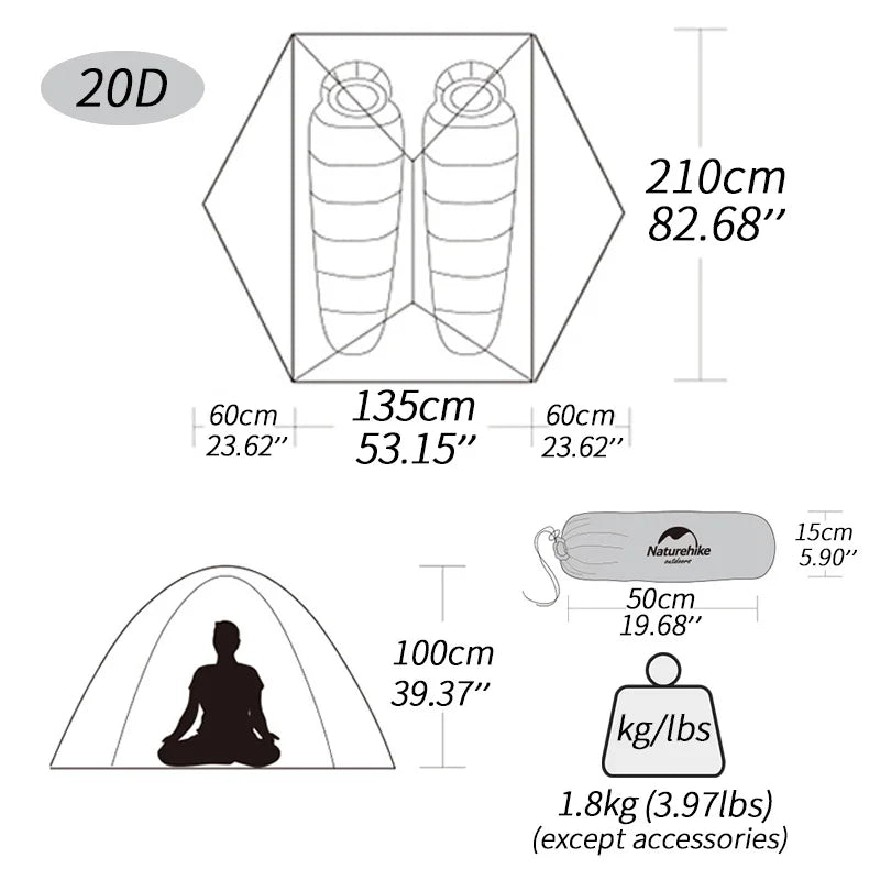 Naturehike Mongar 2 Person Ultralight Tent