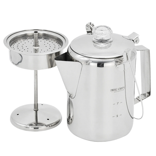 1.2L / 40 Oz Outdoor 9 Cup Stainless Steel Percolator Coffee Pot