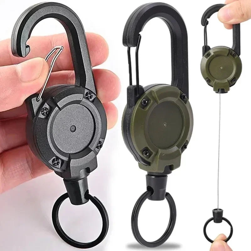 Retractable Heavy Duty Wire Rope Key Chain Pull Reel Carabiner
