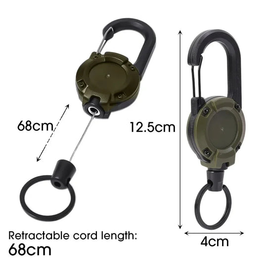 Retractable Heavy Duty Wire Rope Key Chain Pull Reel Carabiner
