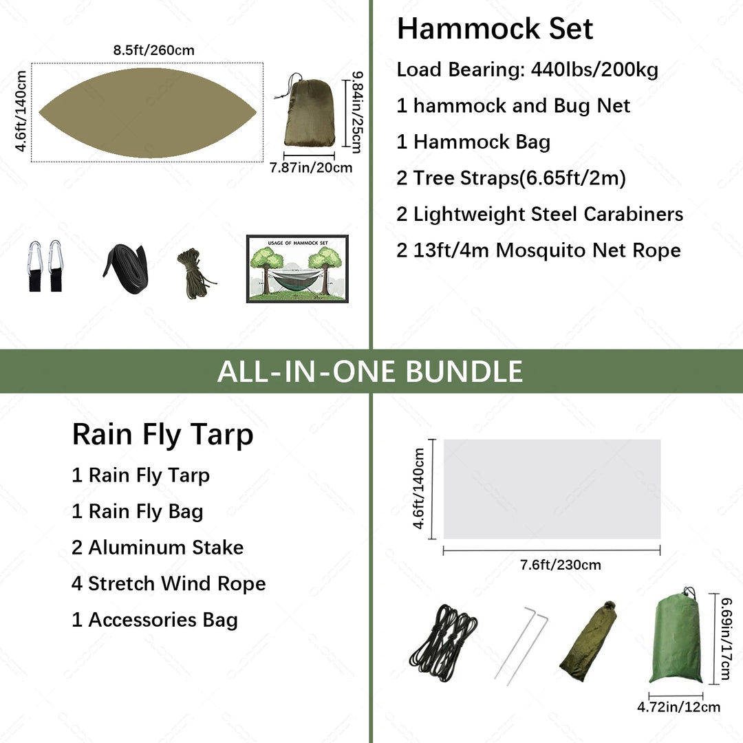 Camping Hammock With Mosquito Net And Tarp