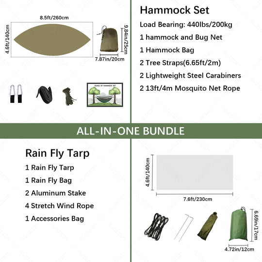 Camping Hammock With Mosquito Net And Tarp