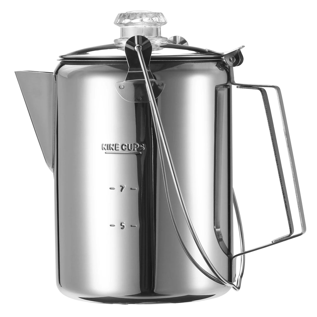 1.2L / 40 Oz Outdoor 9 Cup Stainless Steel Percolator Coffee Pot