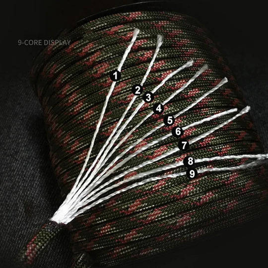 9-Core 650lb Paracord 5/15/31m 4mm Diameter.